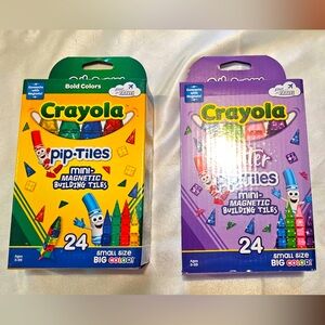 2 Crayola Pip Tiles Mini Magnetic Building Tile Sets:  Bold Colors, Glitter